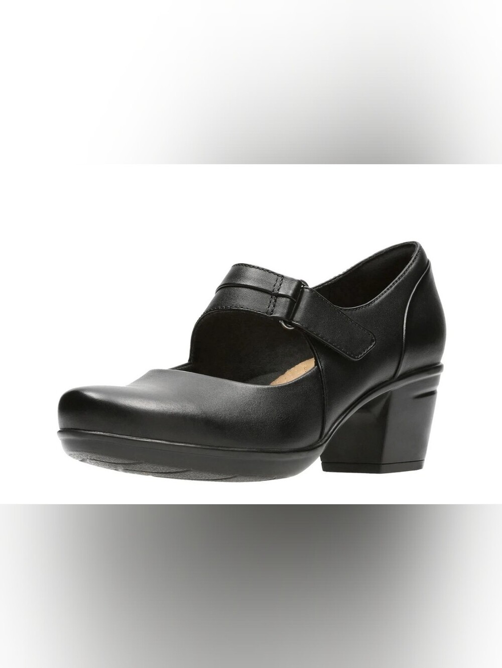 Clarks Emslie Lulin Pump, Black Leather, 9 Wide Width, Leather